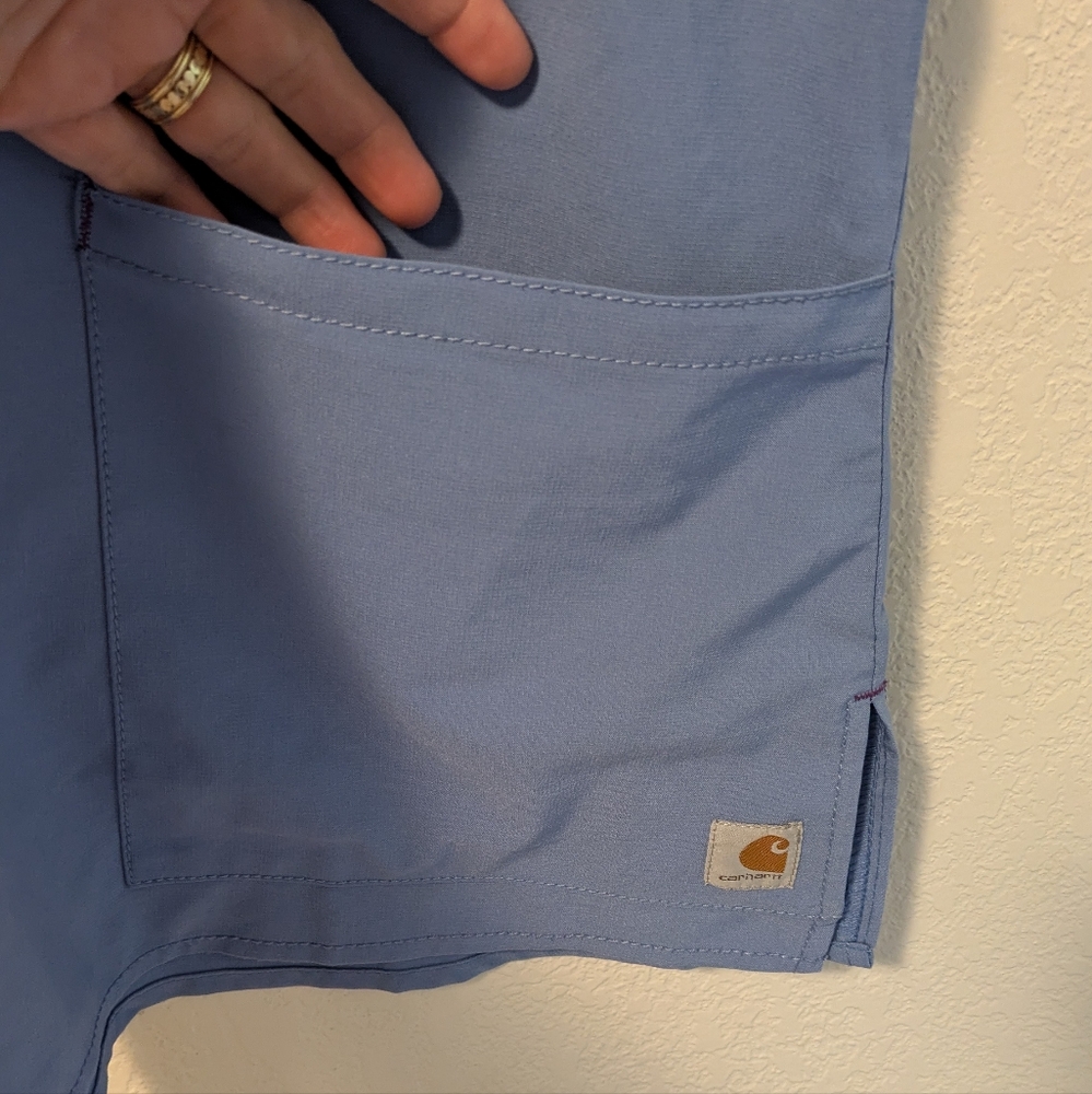 Carhartt Force Cross Flex Blue V-Neck Scrub Shirt - Picture 8 of 11